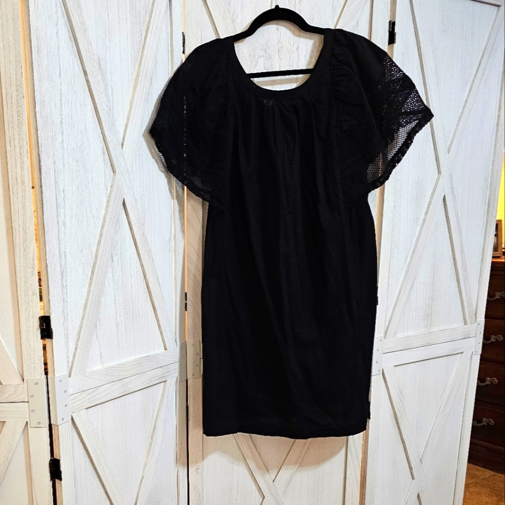 OLD NAVY Linen/Lace Dress in Black, Size Medium